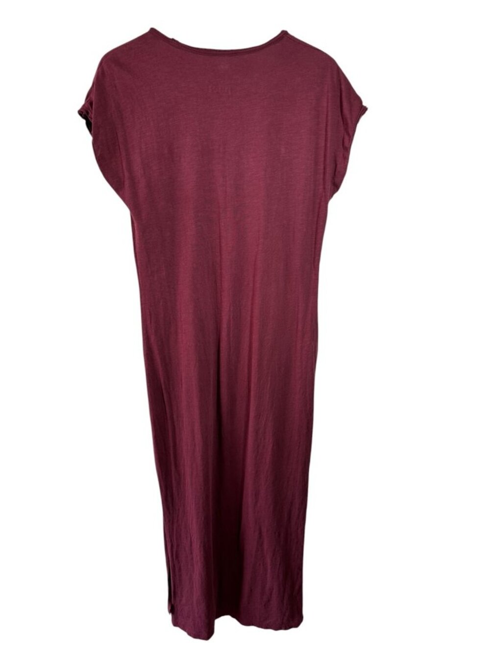 Pact Organic Cotton V-Neck Maxi Dress Burgundy Maroon Size M Sustainable - Picture 3 of 4